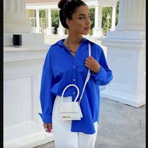 ZARA NEW WOMAN COLORS POPLIN SHIRT TOP ROYAL BLUE 2298/225 8275/255 XS - XXL